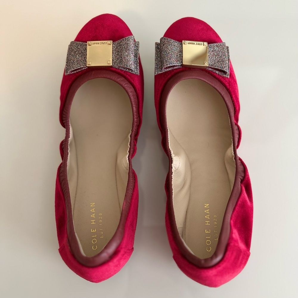 NIB Cole Haan Tali Bow Ballet, Red Velvet, size 8